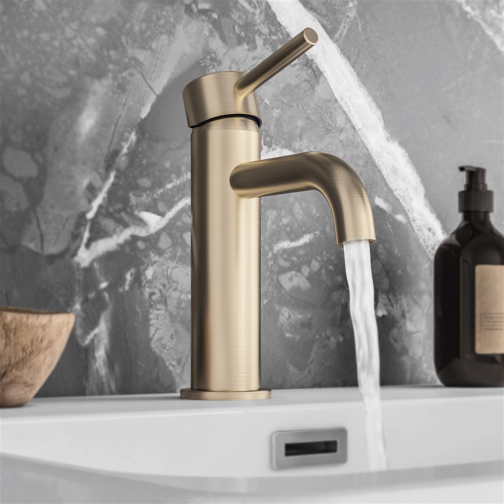 Meriden Basin Mono Tap with Waste Brushed Brass