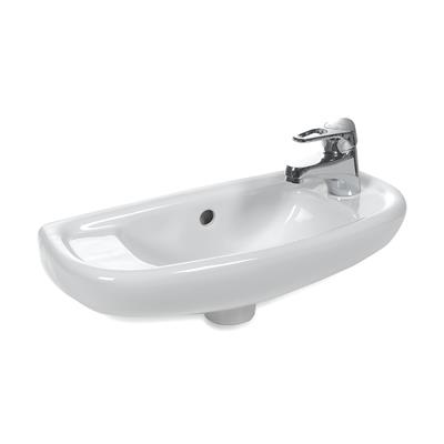 Kompact 50cm x 21cm Right Hand (RH) 1 Tap Hole Cloakroom Basin with Overflow - White