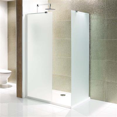 Volente 6mm Easy Clean 1850mm x 1200mm Walk-In Frosted Panel with Frosted Glass - Chrome
